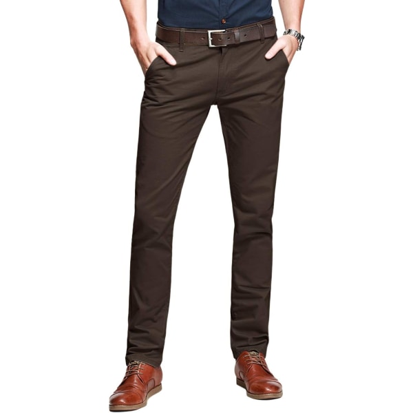 ch herr Slim Tapered Flat Front Casual byxor mörk khakifärgad 30