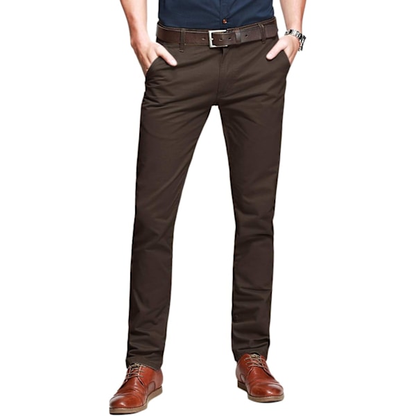ch herr Slim Tapered Flat Front Casual byxor mörk khakifärgad 40