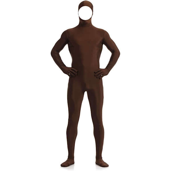 ler herr och dam spandex öppen ansikte helkropp zentai kostym body kaffe stor