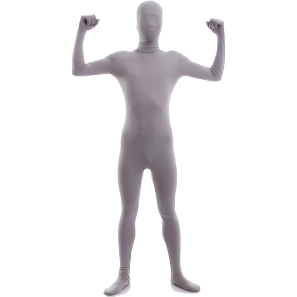 ler herr- och damspandex helkropp Zentai kostym body grå X-Large
