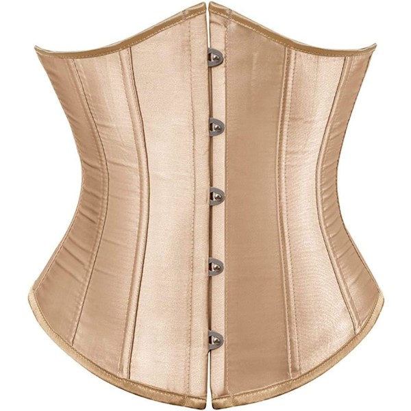 HOU Dam Bustier Korsett Topp Plus Storlek Satin Midja Cincher Overbust Bustiers Khaki-3 Liten