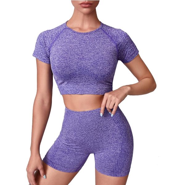 nbow raccoons träningskläder för kvinnor 2 delar kortärmad crop top sömlös hög midja yogashorts set