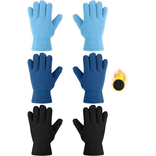 INIOR 3 par barn fleece vinterhandskar varma full fingerhandskar för pojkar flickor barn snö utomhusaktiviteter Suppli flerfärgad 8-12 år