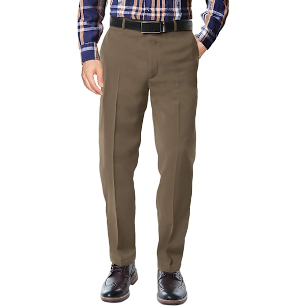 ch herr Slim Fit raka ben casualbyxor M1#8079 8076 mörk khakifärgad 33W x 32L