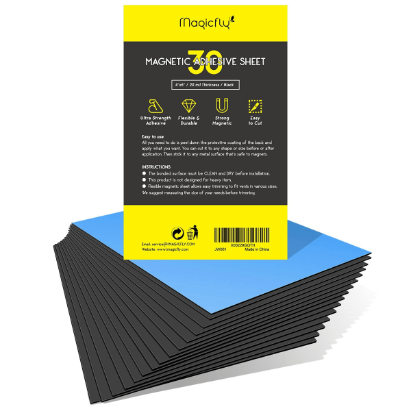 Mnet-ark med självhäftande 4" x 6", Magicfly 30-pack flexibla magnetiska ark för foton, hantverk och formförvaring, Easy Peel & Stick