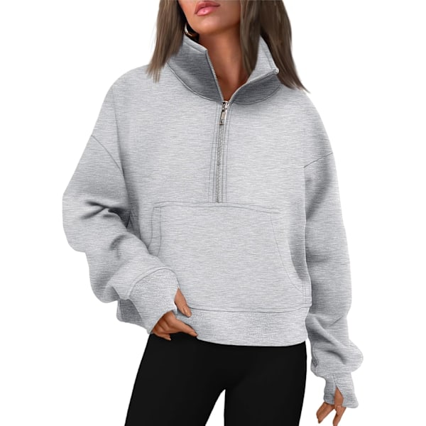 N Dam Oversized Sweatshirts Halv Zip Pullover Fleece Quarter Zip Up Hoodies 2023 Höst Mode Kläder Vinter Outfits