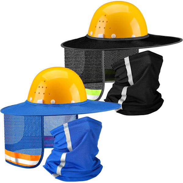 4 st Hjälm Solskydd Full Brim Hjälm Solskydd Bandana Ansiktshalsduk Nackskydd Sommartillbehör (Grå, Orange)
