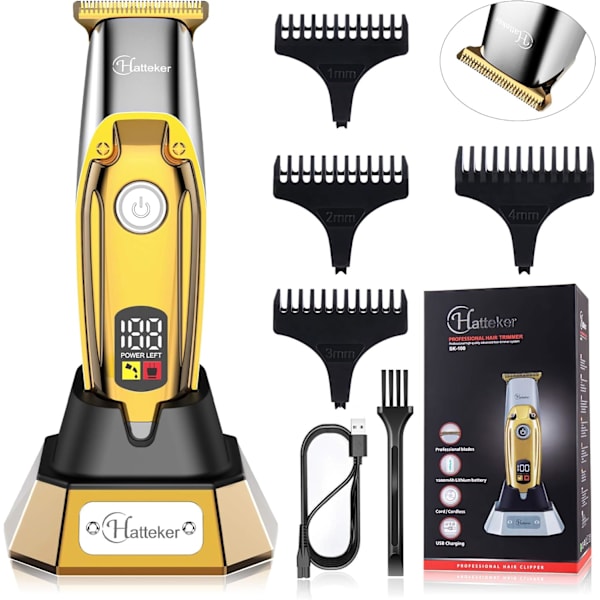 Professionell Outlining Hår Trimmer Hårklippare för Män Sladdlös Skägg Trimmer Hårklippningssats Kroppstrimmer med T Blad Elektrisk Skägg Edger Barber(Go