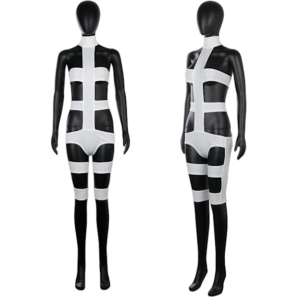 DREAM Fifth Element Cosplay Leeloo Kostym Sexig Lingerie Set Kvinnor Futuristisk Vit Rem Harness Fest Bodysuit Leeloo Kostym  Stor