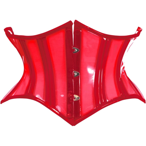 sy corsets Dam Lavish Clear Red Curvy Cut Mini Cincher Korsett, Clear,red Red Small