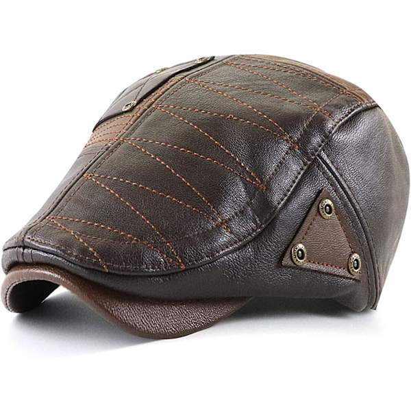 Justerbar PU-läder Ivy Cap Newsboy Hat Klassisk Golf Flat Cap Gatsby Körning Fiskehatt för Män Far Pappa