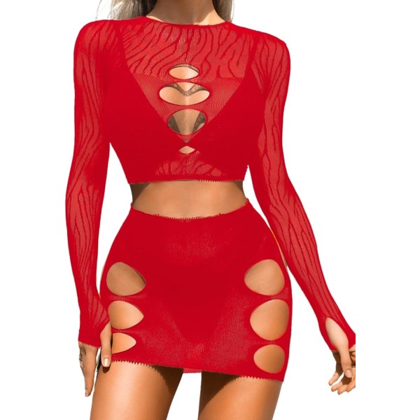 UYAB sexiga danskläder, exotiska underkläder i två set, klubbfestdräkter Röda