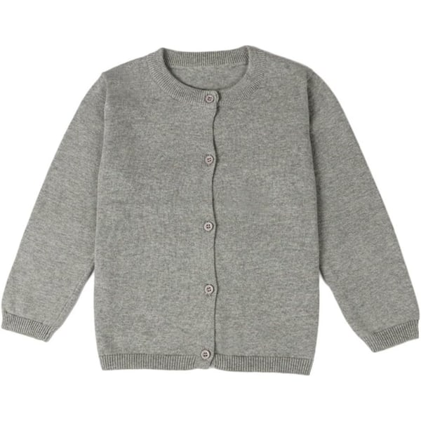 IBK Flickor Cardigan Långärmad Crewneck Cardigan Stickad Knapp Cardigan Solid Tröjor Baby Flickor