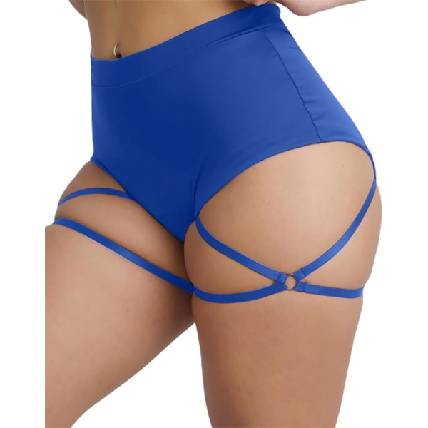 's Booty Shorts med strumpeband Hög midja Fitness Pole Dance Hot Pants Active Butt Lifting Yoga Byxor B-blå Liten