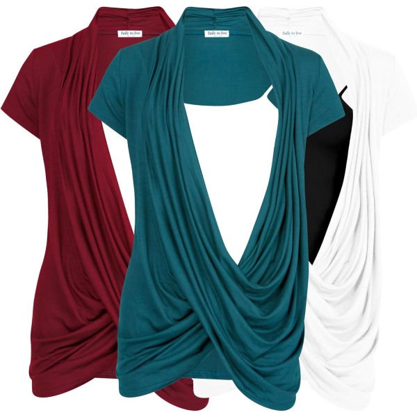 e to Live 3-pack amningstoppar amningströjor Criss Cross-toppar för kvinnor Höst Maternity kläder Kortärmad Cardig Teal, Vit, Wi X-Large