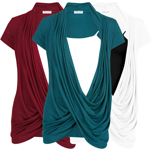 e to Live 3-pack amningstoppar amningströjor Criss Cross-toppar för kvinnor Höst Maternity kläder Kortärmad kofta Teal, Vit, Wi Medium