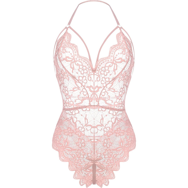 boon Damunderkläder för kvinnor Alla hjärtans dag Bodysuit Spets Teddy Babydoll V-ringad Naughty Negligee Lingerie Nattkläder Ros Medium