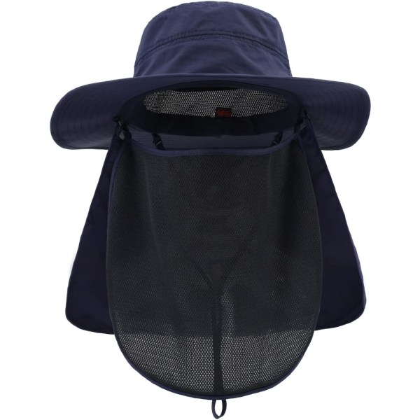 racy herr UPF50+ solhatt bred brättad safarihatt med nackflik Cover Marinblå