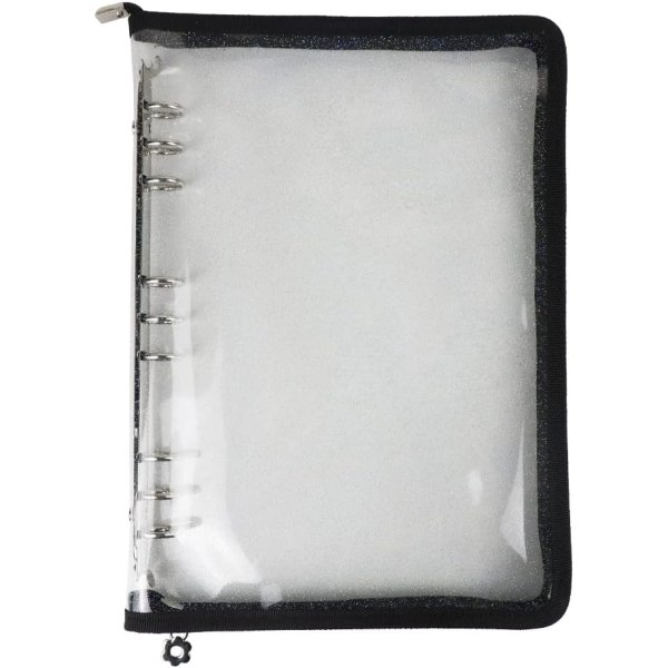 i Storlek 3 Cover Klar Mjuk PVC Cash Budgetpärmar Notebook Shell Protector med blå dragkedja för 3 Ho Black Color B5