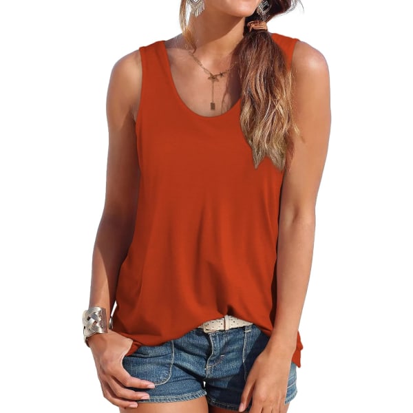 EFAN Dam Tank Tops Sleevless Rund Hals Sommartröjor 64-orange Liten