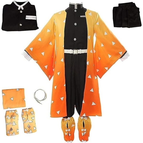 Cosplay Demon Slayer Vanquisher Komplett Anime Kostym Set Kimono Cardigan - Halloween Outfit För Unisex Vuxen Zenitsu Medium