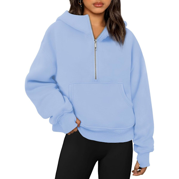 N Halv Zip Pullover Sweatshirts för kvinnor Kvarts Zip Up Hoodies Fleece Tröjor Höst Mode Outfits 2023 Vinterkläder
