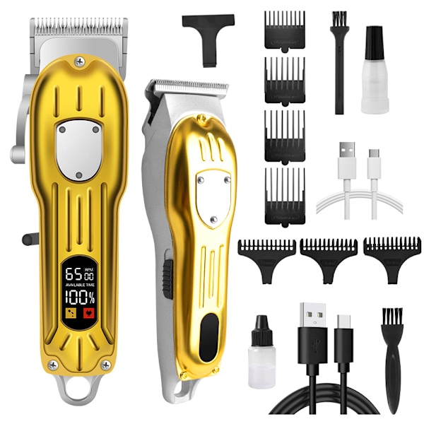 Klippmaskiner och Trimmers Set, Sladdlösa Hårklippare för Män, Barber Klippmaskiner Set gyllene gyllene