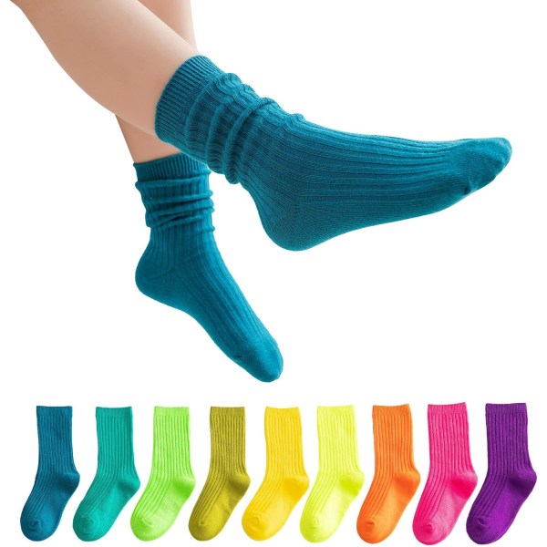 I PANDA Liten flickstrumpor, flickstrumpor Söta,sockor för flickor 9 par pack 9 färger-2 3-5T
