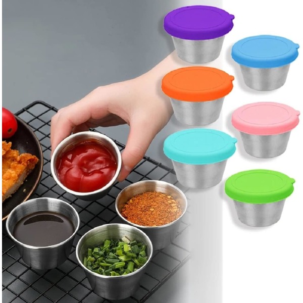 ad Dressing Container To Go, 1,7oz såskoppar i rostfritt stål Dips Matförvaring Återanvändbara såskoppar läckagesäkra colo