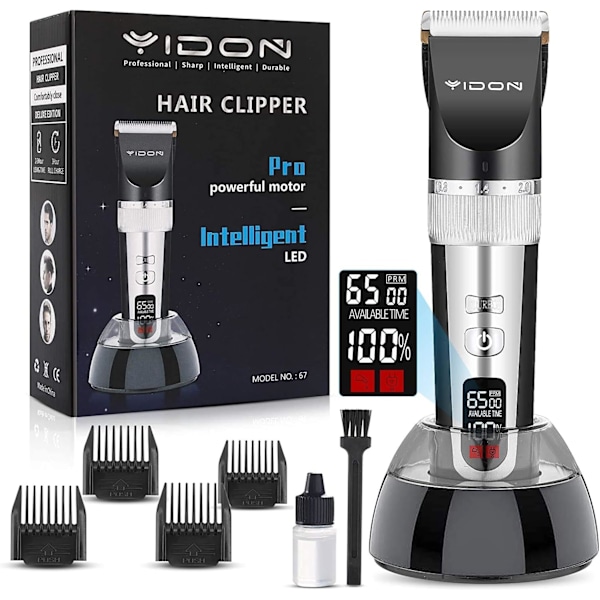 Hr Clippers Men Cordless Hair Trimmer Professional Rechargeable Wireless Beard Shaver Kit, med laddningsdocka Elektrisk hårklippningsmaskin LED-display