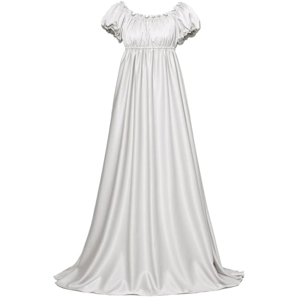 e Dress Regency Victorian Tea Party Gown Jane Austen Inspirerad Klänning för Kvinnor Vit Liten-Medium