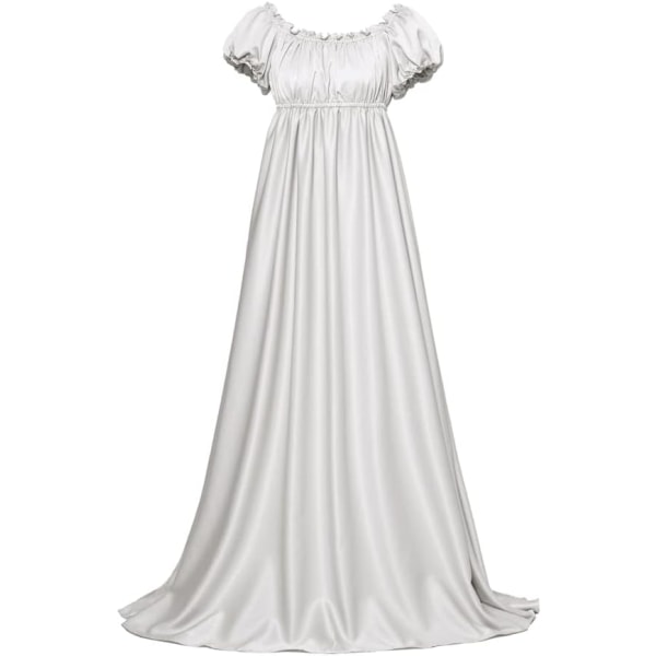 e Dress Regency viktoriansk tepartyklänning Jane Austen inspirerad klänning för kvinnor Vit Large-X-Large