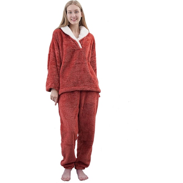 1985 Dam Coral Fleece Pyjamas Flanell Sovkläder Mjuka Pyjamas Set Varm Loungewear 2 Delar Pjs Set…