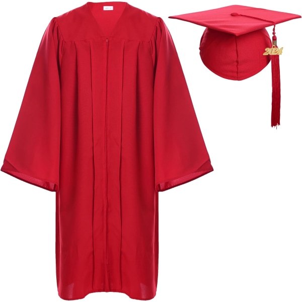 rara Matte Graduation Cap and Gown Tassel Set Röd Stor 51(5'6\\-5'8\\)