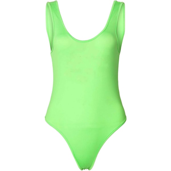 le Fish Damkläder 80-tals Kostymer Läppar Tryckta Neon Retro Scoop-Neck Thong Bodysuits Enkelt Lager Så Stort