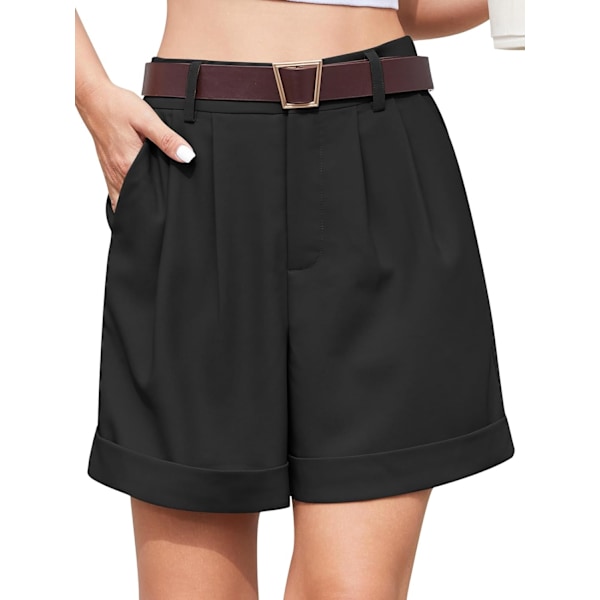 ZHU Damkläder Sommardräkt Casual Elastisk Midja Bred Ben Kostym Skräddarsydda Shorts Bekväma Eleganta Arbetsbyxor Shorts