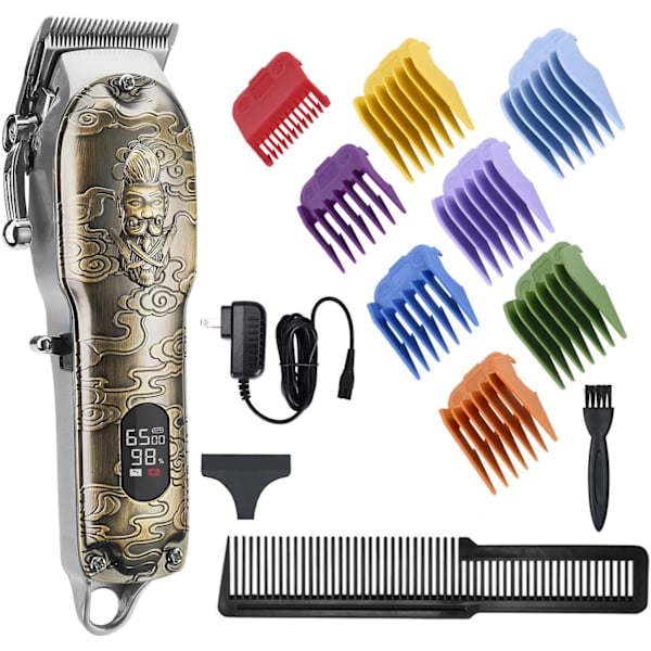 RUXI Sladdlösa utsmyckade hårtrimmers för män, professionella klippmaskiner för hårklippning Trådlös skäggtrimmer Grooming Kit Barber Set för män med LED D