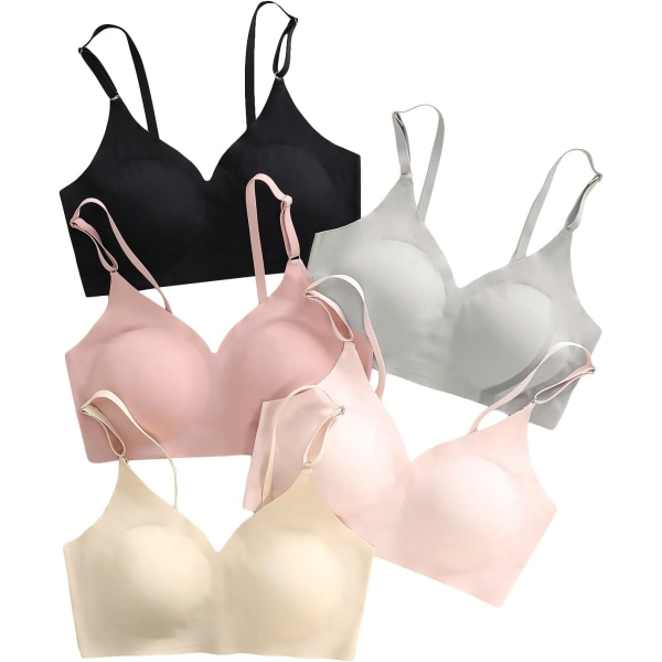 dusa Dam 5-pack Vadderade Sömlösa Braletter BH Linne Topp Vardags-BH:ar Rosa Nude Multi X-Large