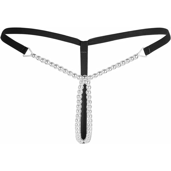 eSex Dam Sexiga Micro Pearls G-String Underkläder Stringtrosa Sexiga V-String Nattunderkläder Underkläder 163 Svart