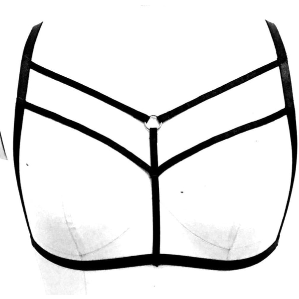 SSGOTH Strappy Body Harness Cage Bra Tops Bröstbälte Svart Gotisk Plus Size Svart O0471