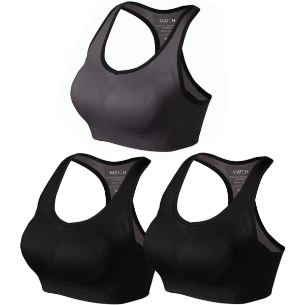 ch Sport-BH för kvinnor Trådlös, sömlös vadderad Racerback Yoga-BH för Workout Gym Activewear med avtagbara kuddar #0001 1 paket med 3 (bla X-Large