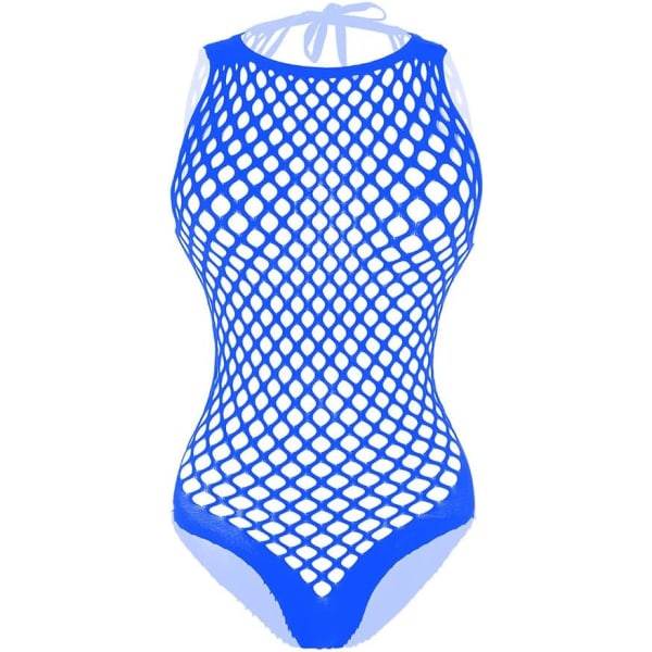 tifo Fishnet Bodystocking Plus Size Grenlös Body Underkläder för kvinnor Blå B5 One Size