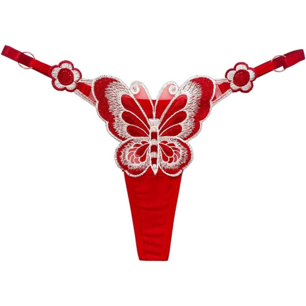 amirio Dam Butterfly Broderi Trosa Justerbar Midja Trosor Röd Plus Storlek (XL/XXL/XXXL)