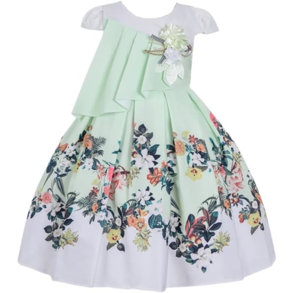 Cosplay Elegant Flower Glown Dress för flickor Young Adult Fashion Bow Flower Kids Party Festival Åldrar 5-9 år Gammal Grön - 2 6 år