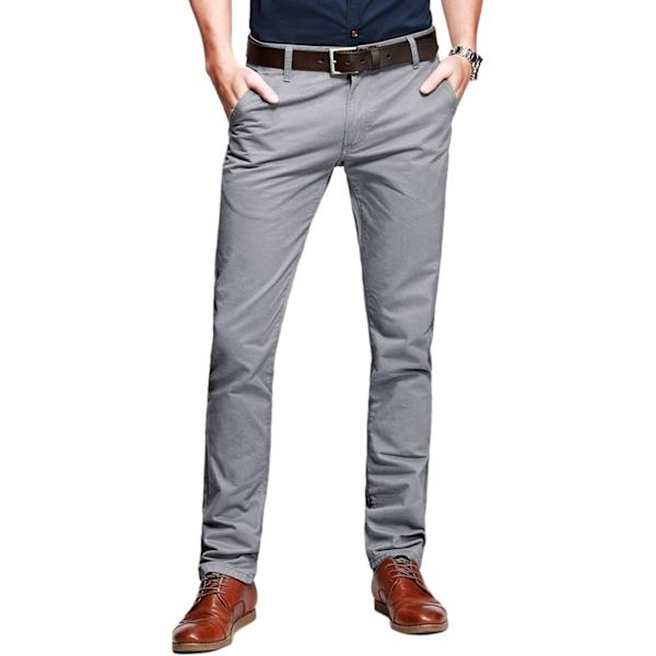 ch herr Slim Tapered Flat Front Casual byxor 8118 Medium Gra 32