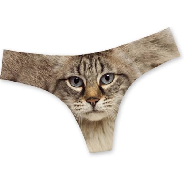 Crafty Owl 3D-utskrivna trosor för kvinnor Skalle/Katt/Hund/Galaxy/Ros/Läpp/Flagga (XL, Svart katt-trosa), Svart Ca Brun katt-trosa Medium
