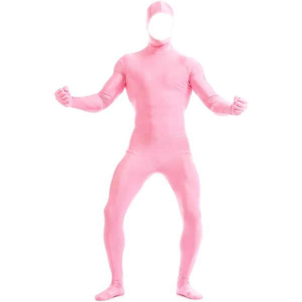 ler herr och dam spandex öppen ansikte helkropp zentai kostym body rosa stor