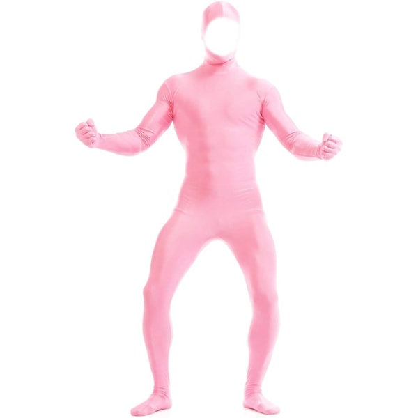 ler herr- och damspandex öppen ansikte helkropp zentai kostym body rosa X-Large