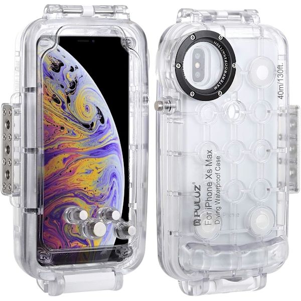 PUZ 40m / 130ft Vattentät Telefonväska för iphone Xs Max Dykdjup Vattentät Väska Stöd Stötsäker Snösäker Smutsavvisande Högpresterande IP68 Skydd