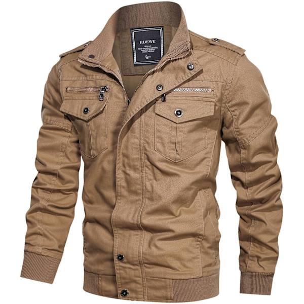 EWE Herr Militärjacka Utomhus Lätt Bomullsjacka Casual Bomberjacka 01 Khaki X-Large